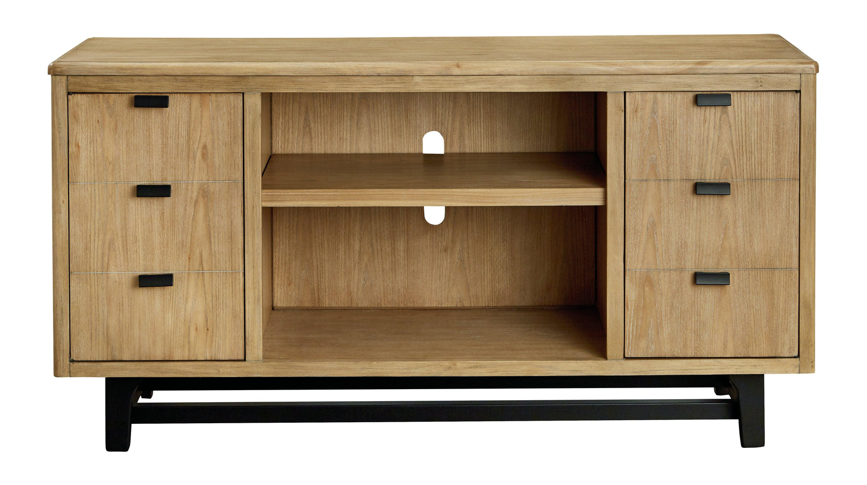 Freslowe Light Brown/Black Large Tv Stand - Ella Furniture