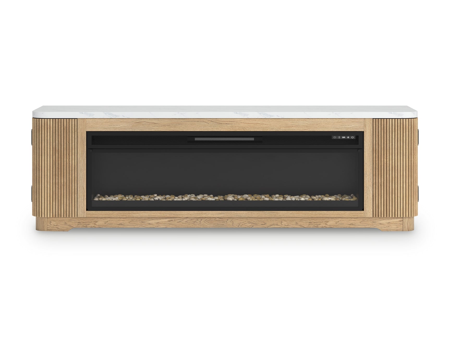 Camdill TV stand top view showing faux marble surface