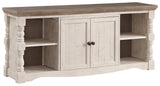 Havalance two-tone 67 inch TV stand side view