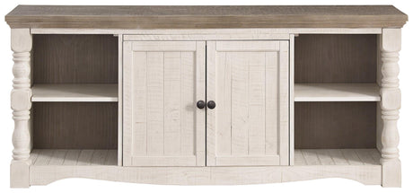 Havalance two-tone 67 inch TV stand head-on view