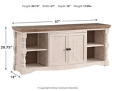 Havalance two-tone 67 inch TV stand dimension diagram