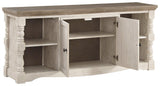 Havalance two-tone 67 inch TV stand open cabinet and shelves