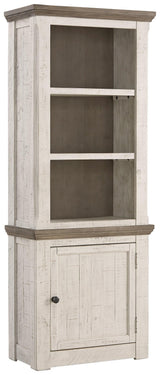 Close-up of weathered gray and vintage white finish