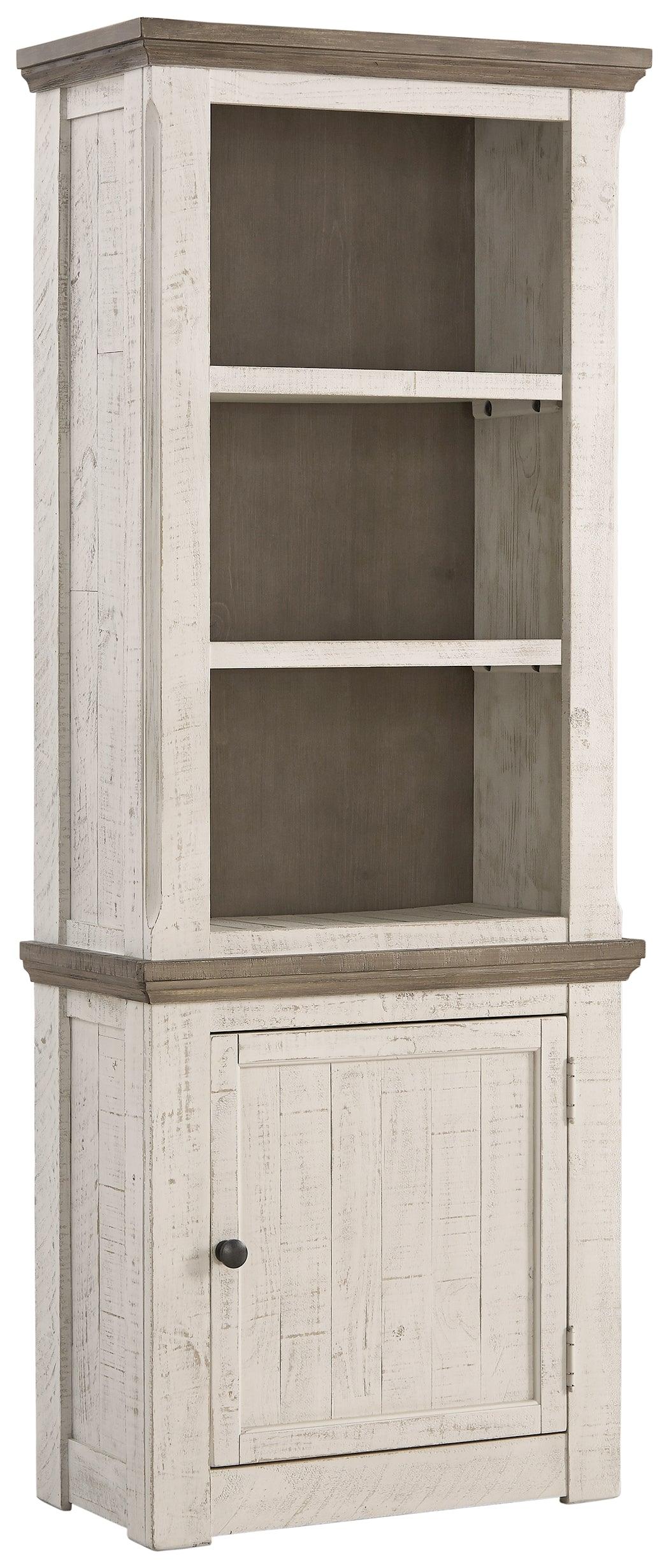 Close-up of weathered gray and vintage white finish