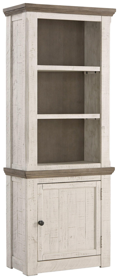 Close-up of weathered gray and vintage white finish