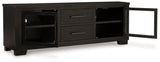 Galliden 80 inch TV stand angled open showing storage