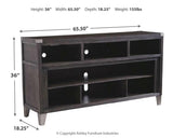 Todoe Gray 65-Inch TV Stand with dimension diagram
