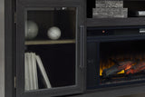 Close-up of Foyland TV stand finish and hardware