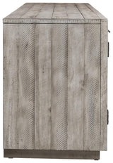 Naydell Gray 92-inch TV Stand side profile