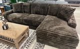 Kelly Oversized Corduroy Chocolate 123" sectional sofa side view