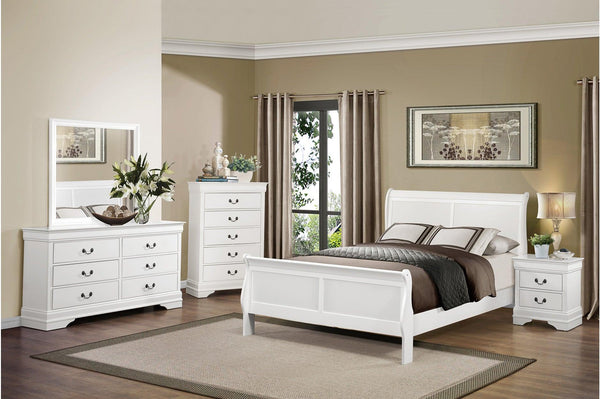 Mayville White Panel Bedroom Set solid wood bed main angle