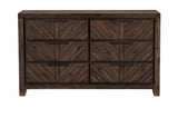 bedroom view of parnell rustic cherry panel bedroom set bed and dresser