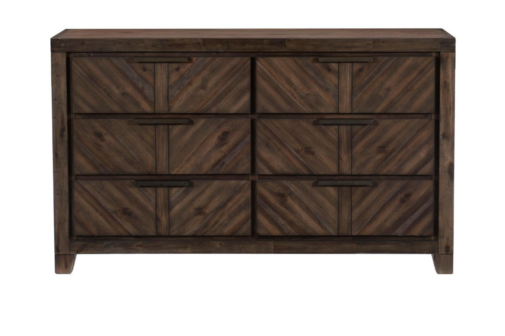 bedroom view of parnell rustic cherry panel bedroom set bed and dresser