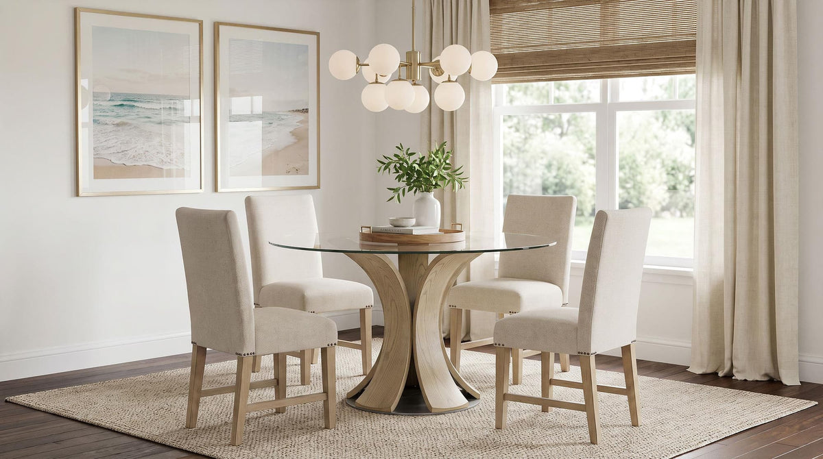 Naser Parsons Side Chair Set of 2 in Beige and Light Oak — product image 15