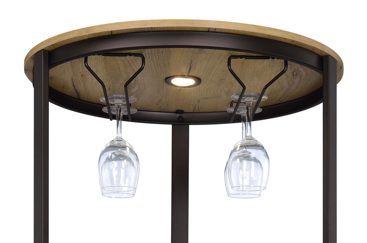 Ritter Round LED Bar Wine Storage Cabinet Rustic Oak — product image 10