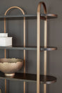Brentmour bookcase brown gold finish angled view