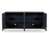 Dark Blue Accent Cabinet front view with open central compartments
