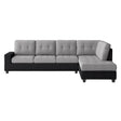 Gray Black Fabric Tufted Ottoman Sectional Sofa main view