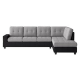 Gray Black Fabric Tufted Ottoman Sectional Sofa main view