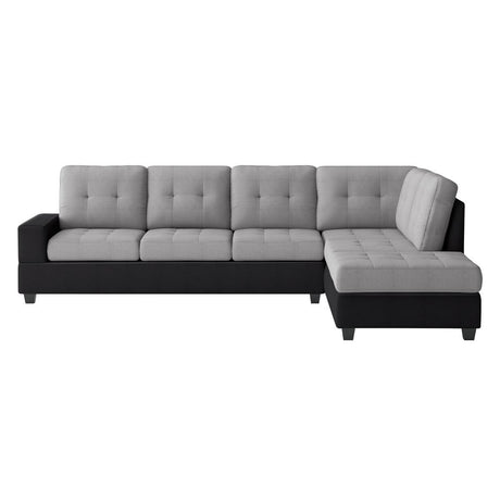 Gray Black Fabric Tufted Ottoman Sectional Sofa main view