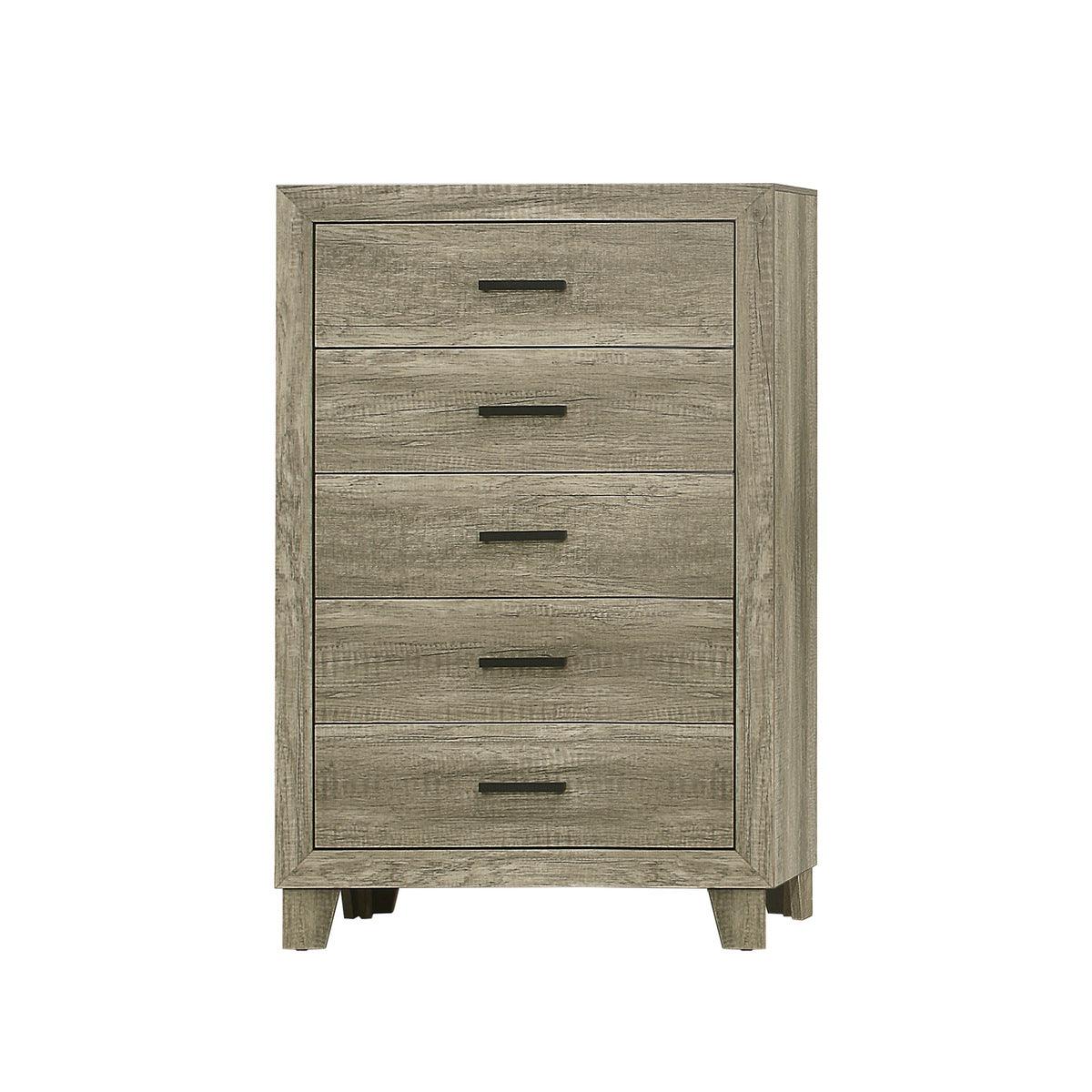 Contemporary rustic style dresser with mirror in youth set