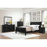 Mayville Black Full Size Sleigh Bed close-up on headboard