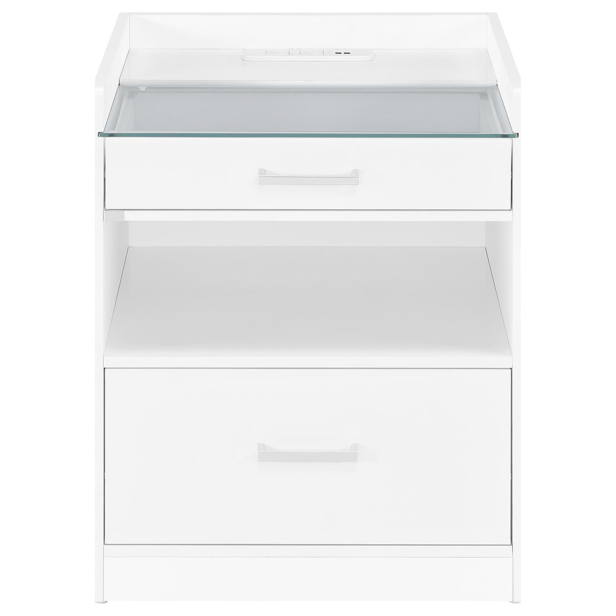 Furda White High Gloss 2-Drawer LED Nightstand with Speaker — product image 4