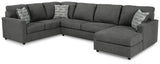 Edenfield Charcoal 3-Piece Sectional with Ottoman — product image 3