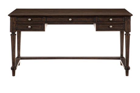Cardano Charcoal Acacia Writing Desk close-up on pewter hardware