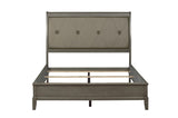 side view of Cotterill gray tufted faux leather bed