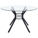 Steele 48-inch Round Glass Top Dining Table Matte Black — product image 2