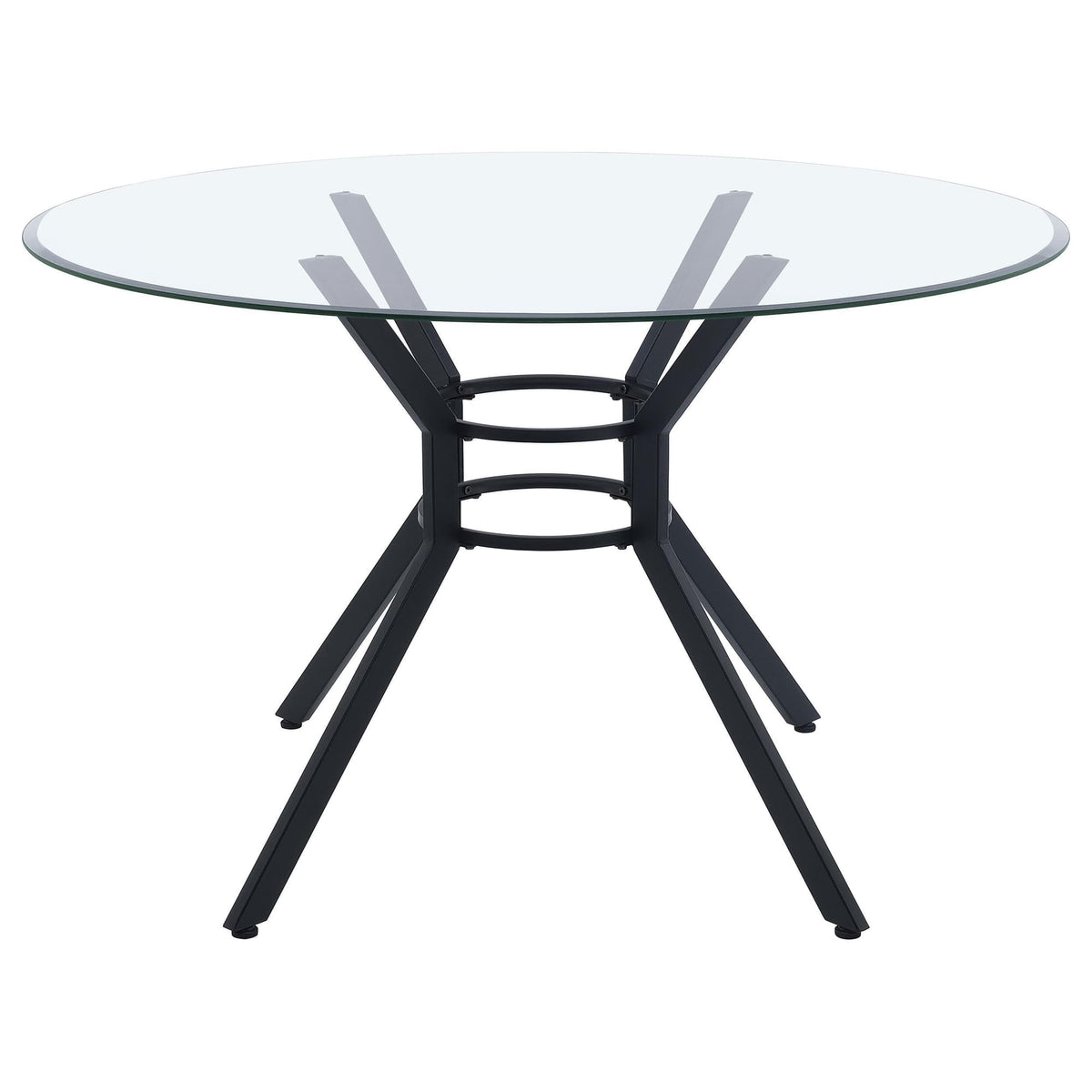 Steele 48-inch Round Glass Top Dining Table Matte Black — product image 2