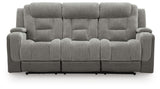 Mixed Motion Shadow Chenille / Faux Leather Power Reclining Sofa — front view