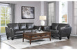 Spivey Dark Dray Burgundy Leather Living Room Set main front view