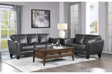 Spivey Dark Dray Burgundy Leather Living Room Set main front view