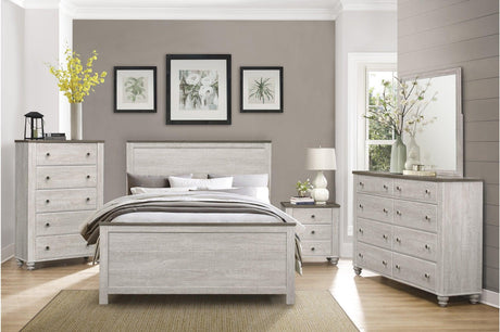 Nashville two-tone antique white and brown panel bed main view