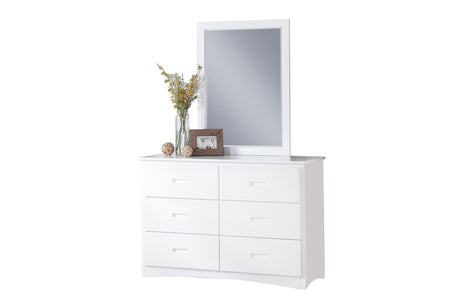 Corner view highlighting transitional style and white finish of Galen bunk