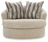 Lofwood Oatmeal Chenille Swivel Accent Chair — front view