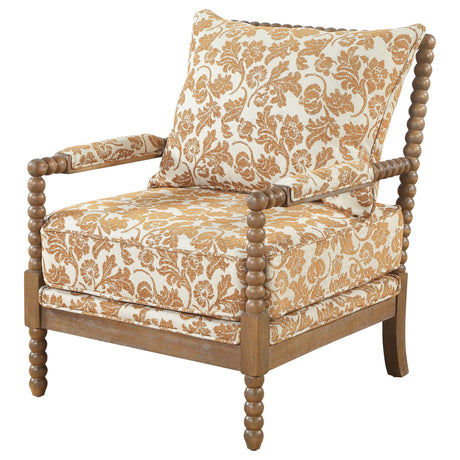 Blanchett Upholstered Bobbin Accent Chair Apricot and Distressed Brown — product image 4