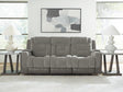 Mixed Motion Shadow Chenille / Faux Leather Power Reclining Sofa — product view