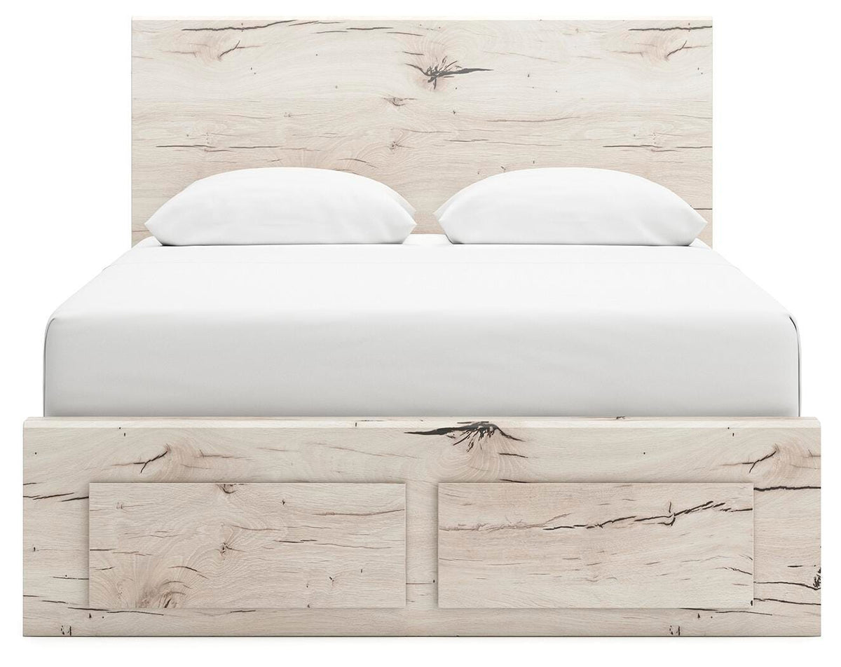 Lawroy Light Natural Queen Panel Storage Bed — front view