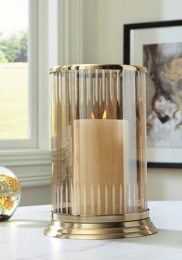 Aavinson Amber/Gold Finish Candle Holder from Decor Furniture