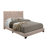 Barzini Beige Tufted Fabric Upholstered King Bed side angle