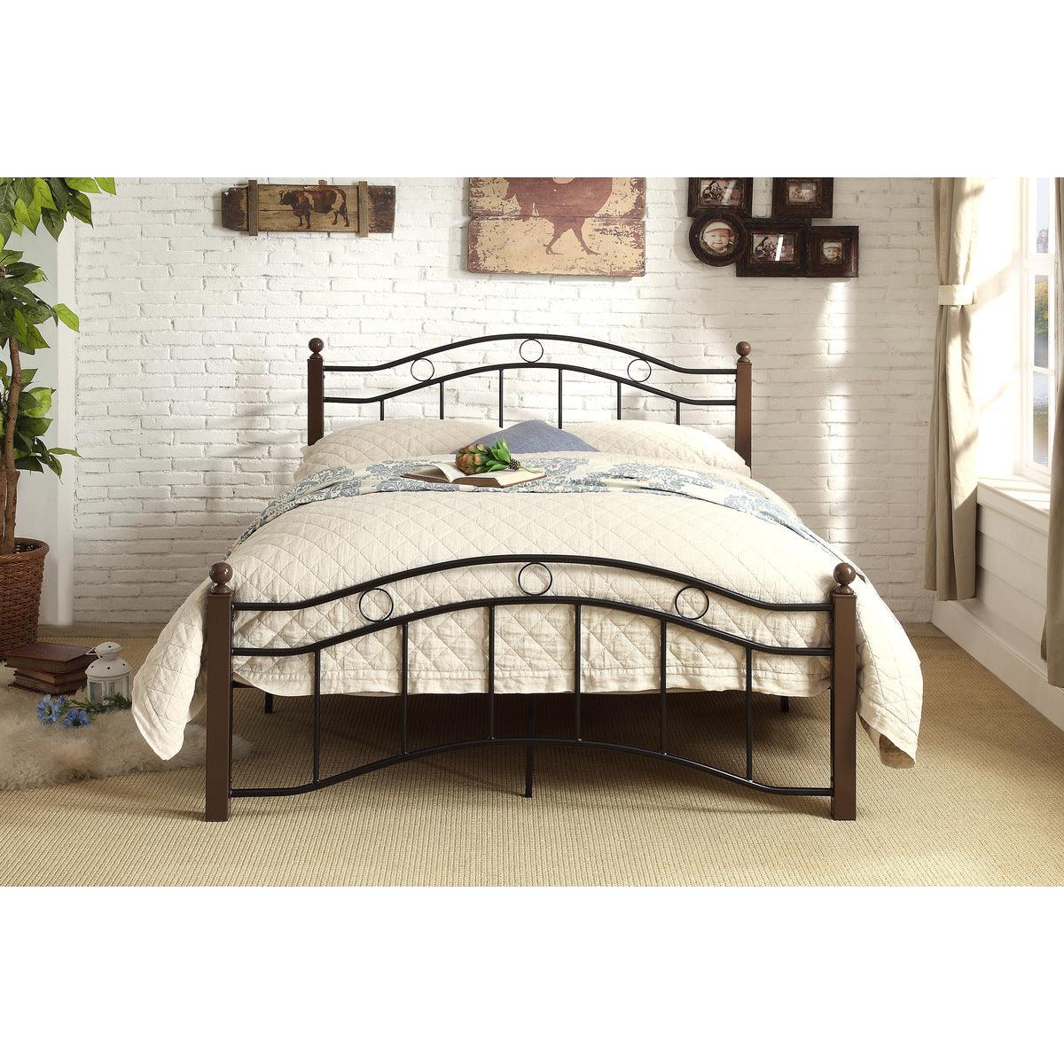 Averny Black Full Size Metal Platform Bed detail on footboard