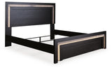 Brizmore Black Queen Panel Bed — angled view