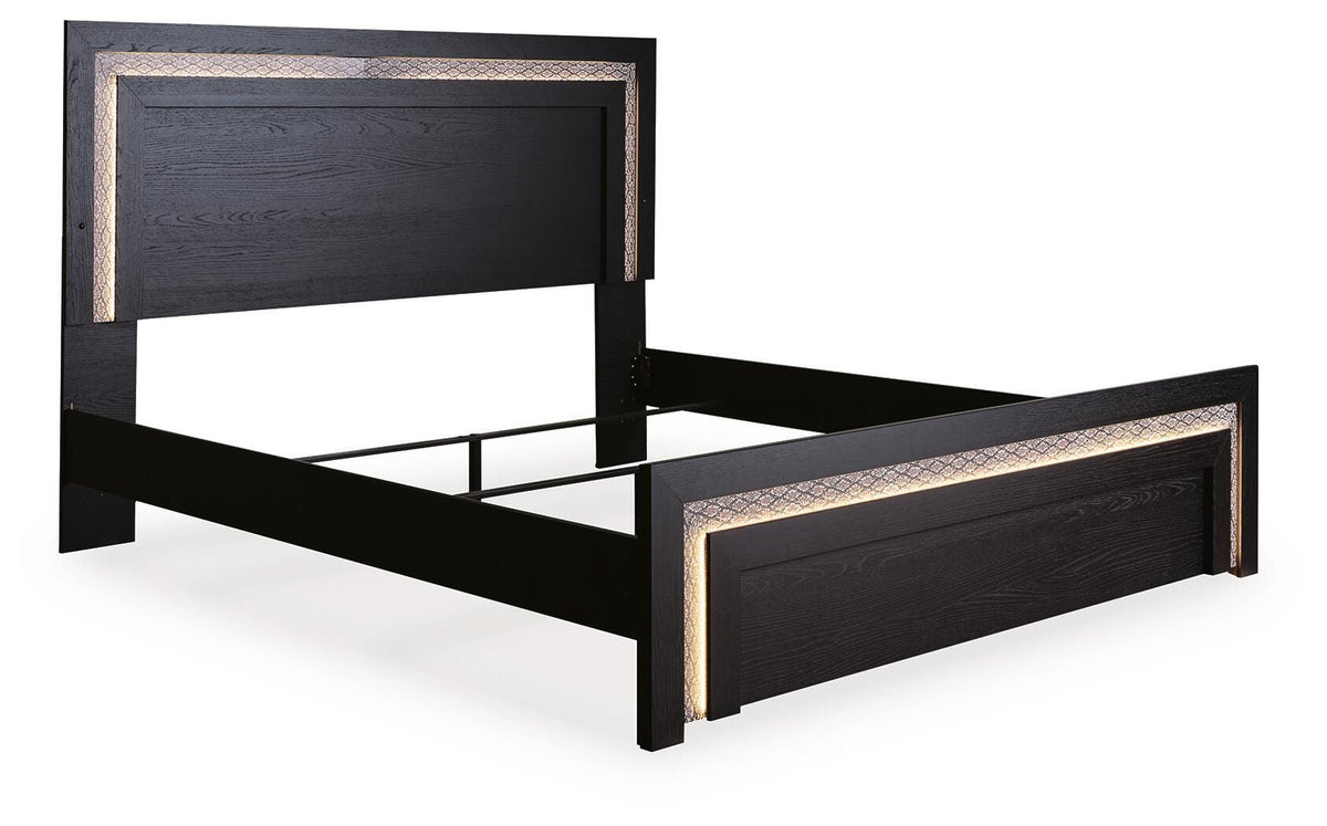 Brizmore Black Queen Panel Bed — angled view