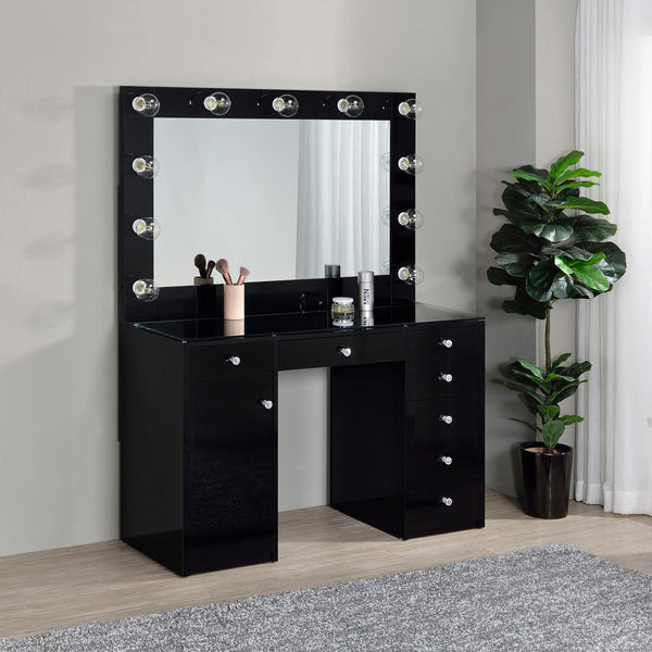 Side angle of Acena vanity showing drawer details