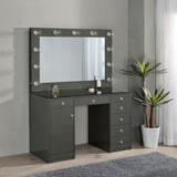 Vanity drawers open showing storage