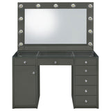 Large illuminated vanity mirror with globe LED bulbs