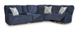 Acklen Place Navy 5-Piece Power Reclining Sectional with Storage Console from Decor Furniture